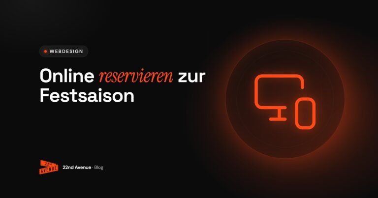 Grafik mit dem Schriftzug „Online reservieren zur Festsaison“ zum Thema Restaurant-Webseite mit Online-Reservierung für Weihnachtsfeiern und Gruppen