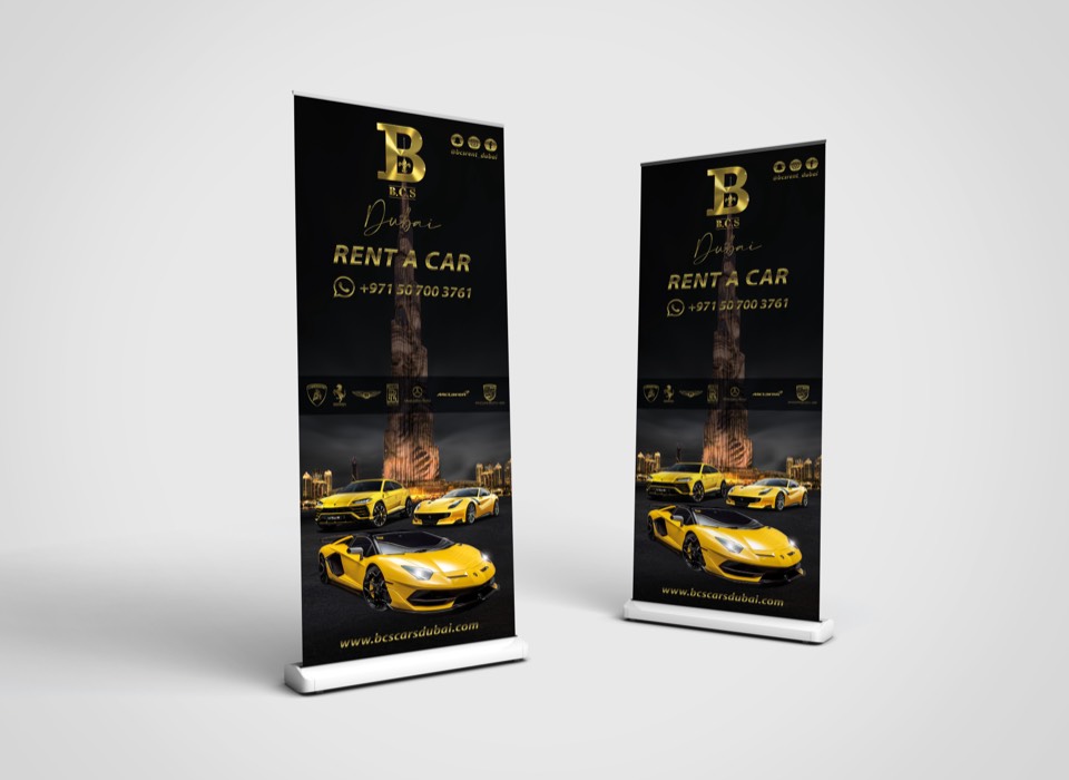 Roll-up banner for BCS Rent a Car