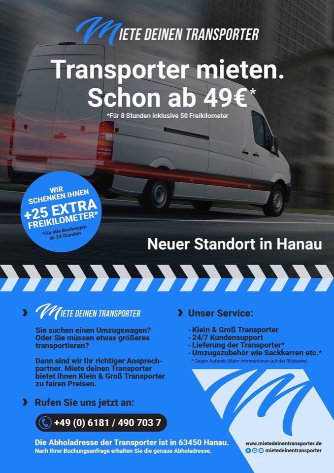 Flyer grand opening Hanau for Miete deinen Transporter
