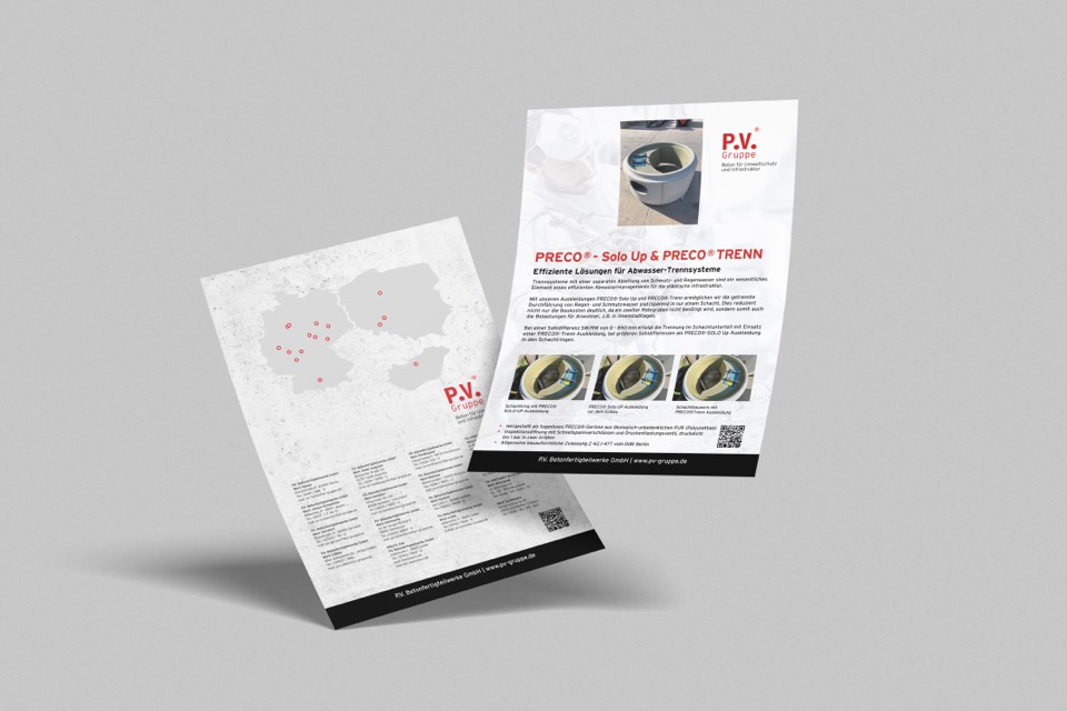 Product flyer for P.V. Gruppe (PRECO®)